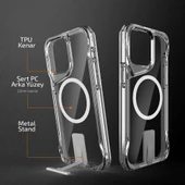 Apple iPhone 15 Pro Kılıf M-safe Şarj Özellikli Zore T-Max Standlı Kapak thumbnail 7