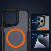 Apple iPhone 15 Pro Max Kılıf M-safe Şarj Özellikli Renkli Kenar Airbag Şeritli Zore Lamer Kapak thumbnail 2