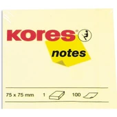 Kores Yapışkanlı Not Kağıdı Sarı 75x75 MM 100 Syf - 1