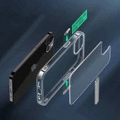 Apple iPhone 14 Plus Kılıf Standlı Şeffaf Silikon Zore L-Stand Kapak - 7