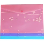 Smato Çıtçıtlı Evrak Zarfı Mat Çiçek Desenli Mor W7542-12-PKT - 1