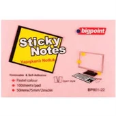 Bigpoint Yapışkanlı Not Kağıdı 75x50 Pembe BP801-22 - 1