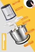 TIGRECOOK Instantchopper 2.3 Litre Büyük Cam Hazneli Ve Çelik Hazneli Et Kıyma Makinesi Sebze Rondo Doğrayıcı - 2