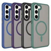 Galaxy S23 Kılıf Mat Arka Yüzey Wireless Şarj Özellikli Zore Flet M-safe Kapak - 2