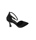 YAZKIŞ Kadın Saten Ten Gümüş Siyah Bilekden Bağlama 9cm Şamdan Topuk Sivri Burun Abiye Ayakkabı thumbnail 7