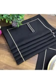 OYA home Gold Dikişli Kaşıklık Detaylı Amerikan Servis - Siyah Zemin ( 6 Lı Set ) - 4
