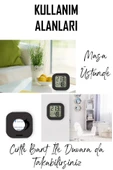 Mini LCD Dijital Sıcaklık Nem Ölçer Termometre Higrometre - Duvara Takılabilir Siyah - 5