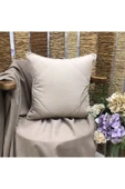 OYA home Kadife Dokulu Dikiş Detaylı Kırlent Kılıfı -vizon - 40*40 Cm thumbnail 1