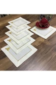 OYA home Kahve Altı Sunum Peçetesi 6lı Set - Gold Kenar Süslemeli - 3
