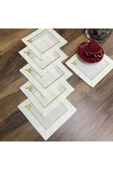 OYA home Kahve Altı Sunum Peçetesi 6lı Set - Gold Kenar Süslemeli - 2