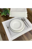 OYA home Parlak Gümüş Dikişli Amerikan Servis Set --6 Parça - 1