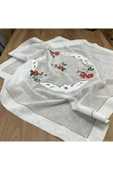 OYA home Beyaz İşli & Kaneviçeli Kare Örtü - 100*100 cm - 6