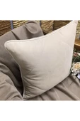 OYA home Kadife Dokulu Dikiş Detaylı Kırlent Kılıfı -vizon - 40*40 Cm thumbnail 2