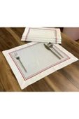 OYA home Kırmızı & Grili Amerikan Servis Takımı 6 Lı - 1