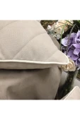 OYA home Kadife Dokulu Dikiş Detaylı Kırlent Kılıfı -vizon - 40*40 Cm thumbnail 6