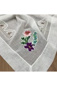 OYA home Dantelli & Kaneviçeli Kare Örtü - 100 *100  cm - 1