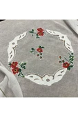 OYA home Beyaz İşli & Kaneviçeli Kare Örtü - 100*100 cm - 2