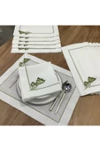 OYA home Kaneviçe İşlemeli & El Dantelli Amerıkan Servıs (6) & Peçete (6) Set -12 parça thumbnail 2