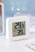 Mini LCD Dijital Sıcaklık Nem Ölçer Termometre Higrometre - Duvara Takılabilir Beyaz - 1