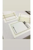 OYA home Altın Sim Çift Dikişli Masa(1) & Ranır(1) & Amerıkan Servis (8) Set -10parça - 2