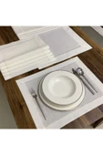 OYA home Çift Pikolu Gümüş Masa Örtüsü(1) Ranır(1) Peçete (12) Amerıkan Servıs (12) Set -26 Parça - 1
