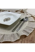 OYA home Yuvarlak Fırfırlı Amerikan Servis Set - Yaldızlı Keten -8 adet - 3