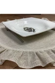 OYA home Yuvarlak Fırfırlı Amerikan Servis Set - Yaldızlı Keten -8 adet - 6