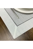OYA home Gri Piko Dikişli Masa Örtü(1) & Peçete (8) & Ranır (1) &kaşıklık (8) Set -18 Parça - 2