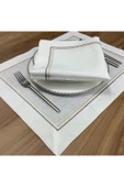 OYA home Çift Pikolu ( Bej&gri) Amerıkan Servıs (8) & Peçete(8) & Ranır(1) Set - 17 Parca thumbnail 1