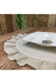 OYA home Yuvarlak Fırfırlı Amerikan Servis Set - Yaldızlı Keten -8 adet - 7