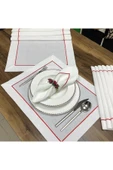 OYA home Kırmızı Piko Dikişli Amerikan Servis(8)& Peçete(8) & Runner Set -17 Parça thumbnail 4