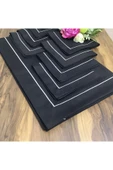 OYA home Siyah Zemin Gümüş Pikolu Masa Örtüsü(1) & Peçete Takımı (8) - Toplam 9 Parça - 1