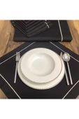 OYA home Siyah Zemin Gümüş Pikolu Masa Örtüsü(1) & Peçete Takımı (8) - Toplam 9 Parça - 4