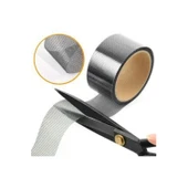 48 mm x 2 Metre Yapışkanlı Sineklik Tülü Tamir Bandı Yırtık Kopmuş Delik Fiber Tül Yapıştırma Gri thumbnail 5