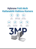 Hybrone Fold Katlanabilir Wi-Fi Akıllı Kamera, İnsan Algılama Çift Yönlü Sesli Görüşme, Hareket Algılama, Siren Özelliği - 2