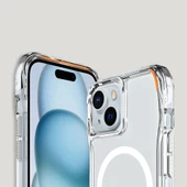 Apple iPhone 15 Kılıf M-safe Şarj Özellikli Airbagli Şeffaf Zore İncek Kapak thumbnail 8