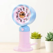 3 Kademeli Şarjlı Mini El Fanı - Mavi Pembe - 4