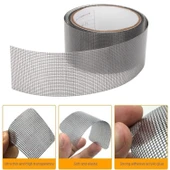 48 mm x 2 Metre Yapışkanlı Sineklik Tülü Tamir Bandı Yırtık Kopmuş Delik Fiber Tül Yapıştırma Gri thumbnail 3