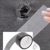 48 mm x 2 Metre Yapışkanlı Sineklik Tülü Tamir Bandı Yırtık Kopmuş Delik Fiber Tül Yapıştırma Gri thumbnail 7