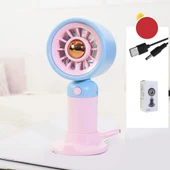 3 Kademeli Şarjlı Mini El Fanı - Mavi Pembe - 2