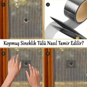 48 mm x 2 Metre Yapışkanlı Sineklik Tülü Tamir Bandı Yırtık Kopmuş Delik Fiber Tül Yapıştırma Gri thumbnail 2