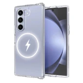 Galaxy Z Fold 6 Kılıf M-safe Şarj Özellikli Şeffaf Sert PC Zore Embos Kapak - 3