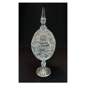 KRISTAL CAM AYAKLI ŞEKERLİK,KURABİYE SUNUMLUK 15x15x32cm - 1