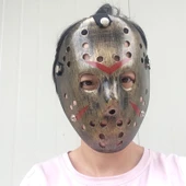 NessiWorld Bakır Renk Kırmızı Çizgili Tam Yüz Hokey Jason Maskesi Hannibal Maskesi - 4