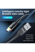MFS  LED Aydınlatmalı USB Type C Kablosu Hızlı Şarj ve Veri Kablosu 2 M - 4