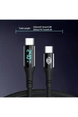 MFS  240W Type-C'den C'ye Hızlı Şarj Kablosu - Akıllı Dijital Ekran, Dayanıklı Çinko Naylon Örgülü - 3