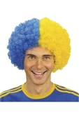 Vipfoni Sarı Lacivert Kıvırcık Afro Bonus Peruk Taraftar Bonus Saç - 1