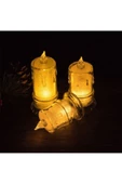 Vipfoni Alevli Kristal Erimiş Hareketli Alevli Eriyen Yapay Pilli Led Mum 9 cm 1 Adet - 1