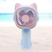Kedi Figürlü Şarjlı Mini El Fanı - 9