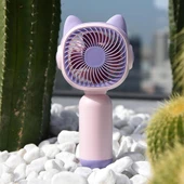 Kedi Figürlü Şarjlı Mini El Fanı - 4